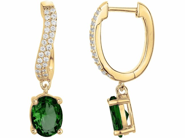 Griffe Rouge | Boucles d'Oreilles | Plaqué Or | Oxyde de Zirconium | Vert | 86400020