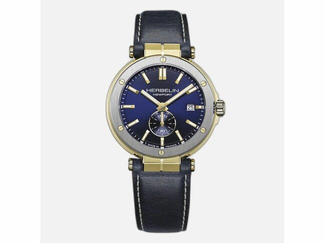 Michel Herbelin | Homme | Quartz | Newport | Bicolore | Cuir Noir | 40.5mm | 18389T1N35
