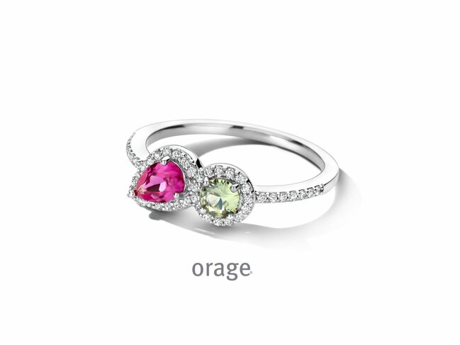 Orage | Bague | Argent | Oxyde de Zirconium | Vert | Rose | BB092