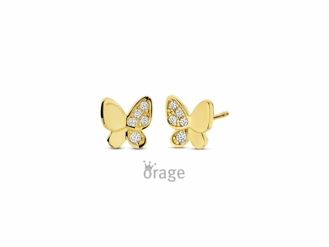 Orage Kids | Boucles d'Oreilles | Plaqué Or | Oxyde de Zirconium | Papillons | K2993