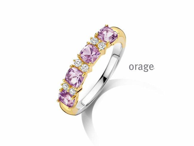 Orage | Bague | Plaqué Or | Oxyde de Zirconium | Mauve | BB015