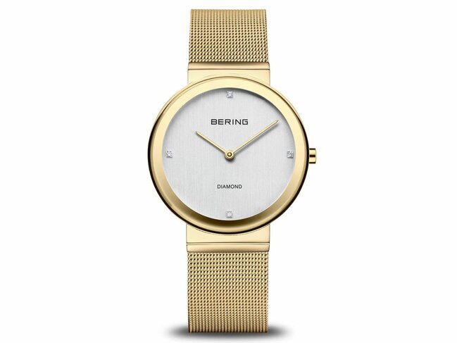 Bering | Femme | Quartz | Diamants | Milanais Doré | 35mm | 10135-334