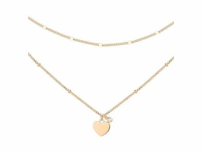 La Garçonne Diamant | Collier | Double | Plaqué Or | Diamant 0.015ct |  26700043