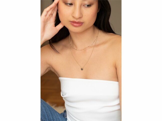 La Garçonne Diamant | Collier | Double | Plaqué Or | Diamant 0.015ct |  26700043