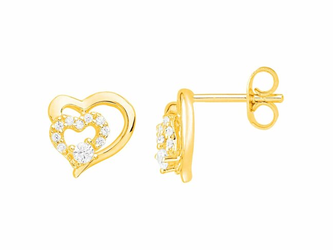 Loumya Silver | Boucles d'Oreilles | Plaqué Or | Oxyde de Zirconium | Coeurs | 76400020