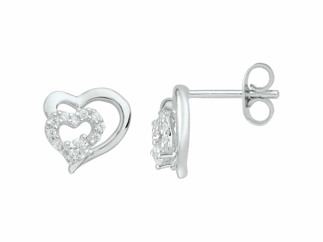 Loumya Silver | Boucles d'Oreilles | Argent | Oxyde de Zirconium | Coeur | 70400040