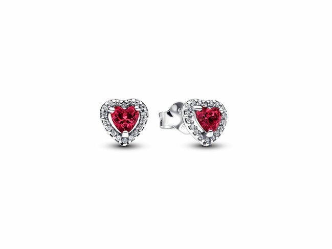 Pandora | Boucles d'Oreilles | Argent | Coeur Rouge | 298427C04