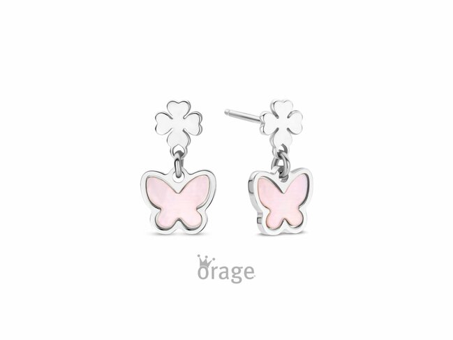 Orage Kids | Boucles d'Oreilles | Argent | Papillon | Nacre Rose | K2927