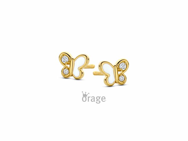 Orage Kids | Boucles d'Oreilles | Plaqué Or | Nacre | papillons | K3109