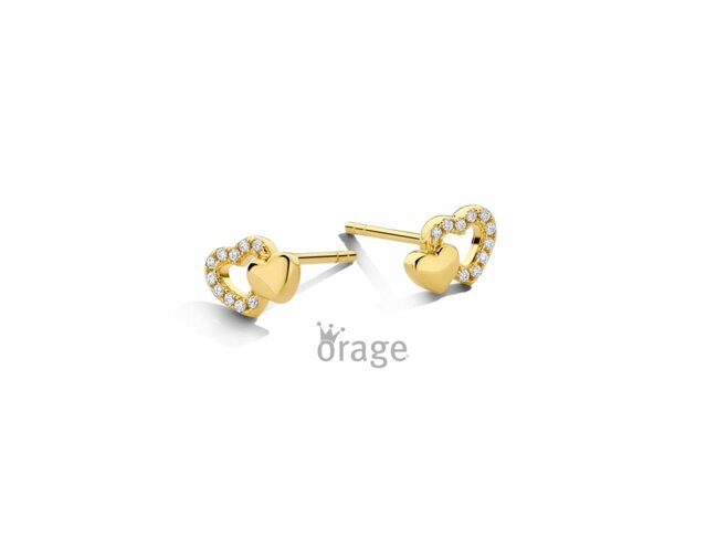 Orage Kids | Boucles d'Oreilles | Plaqué Or | Oxyde de Zirconium | Coeurs | K3116