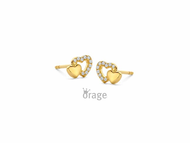 Orage Kids | Boucles d'Oreilles | Plaqué Or | Oxyde de Zirconium | Coeurs | K3116