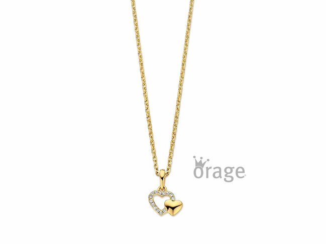 Orage Kids | Collier | Plaqué Or | Oxyde de Zirconium | Coeurs | K3117