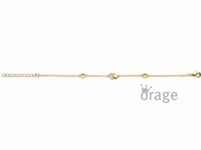 Orage Kids | Bracelet | Plaqué Or | Oxyde de Zirconium | Coeurs | K3118
