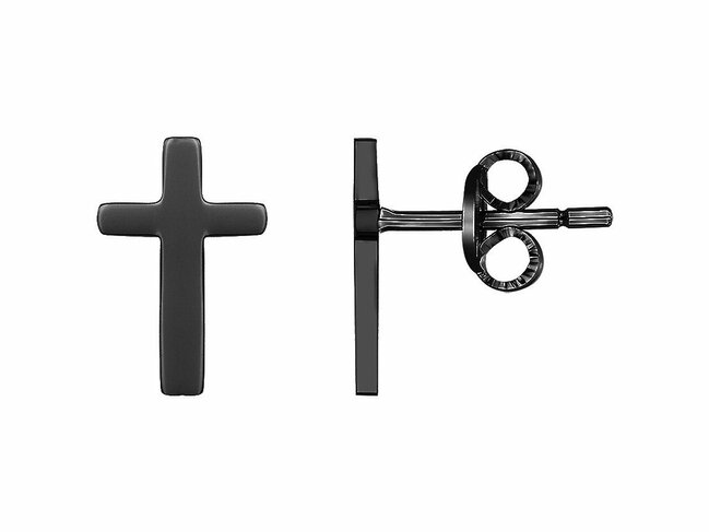 Phebus | Boucles d'Oreilles | PVD Noir | Croix | 87-0068