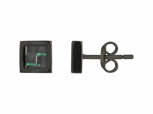 Phebus | Boucles d'Oreilles | PVD Noir | Carbone Vert | 87-0073