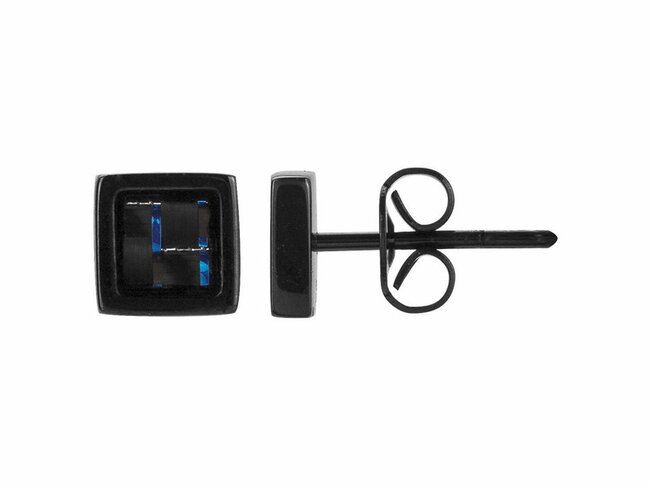 Phebus | Boucles d'Oreilles | PVD Noir | Carbone Bleu | 87-0013