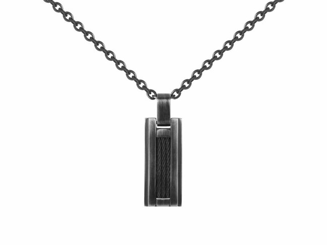 Phebus | Collier | Câble | Acier Inoxydable | Pvd Noir | Vintage | 75-0113