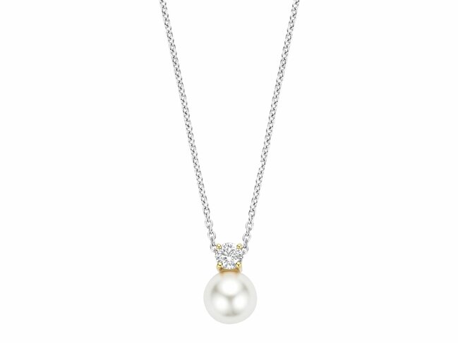 Ti Sento | Collier | Argent | Bicolore | Oxyde de Zirconium | Perle Synth. | 34125YP