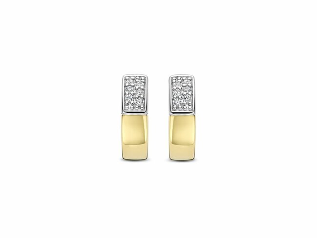 Ti Sento | Boucles d'Oreilles | Créoles | Bicolore | Oxyde de Zirconium | 14mm|78050ZY