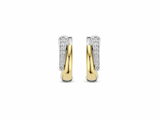 Ti Sento | Boucles d'Oreilles | Créoles | Bicolore | Oxyde de Zirconium | 14mm|78052ZY