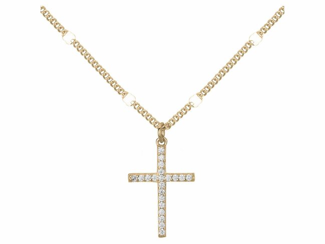 Loumya Silver | Collier | Plaqué Or | Oxyde de Zirconium | Croix | 76700494