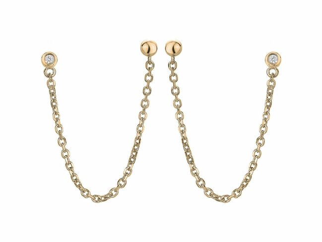 La Garçonne Diamant | Boucles d'Oreilles | Plaqué Or | Diamants 0.030ct | 26400057