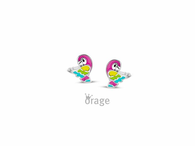 Orage Kids | Boucles d'Oreilles | Argent | Multicolore | Perroquets | K3166