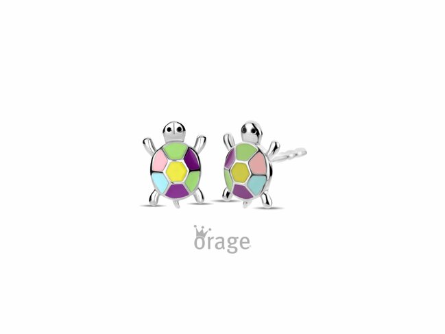 Orage Kids | Boucles d'Oreilles | Argent | Tortues | Multicolore | K2978