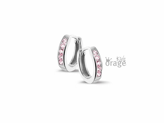 Orage Kids | Créoles | Argent | Oxyde de Zirconium Rose | ø12mm | K2599