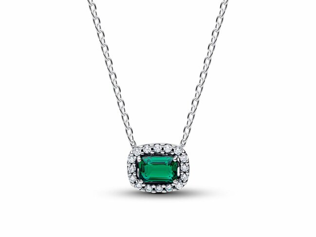 Pandora | Collier | Halo Vert Scintillant Rectangulaire | 394503C01