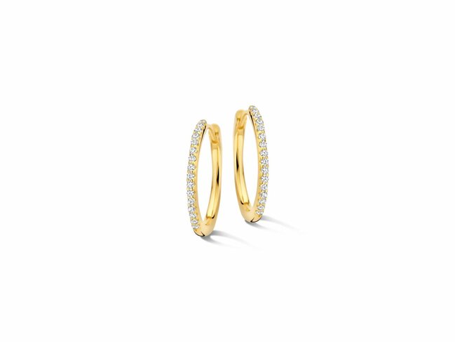 Naiomy Silver | Boucles d'Oreilles | Créoles |Plaqué Or | Oxyde de Zirconium | 20mm | N5E73
