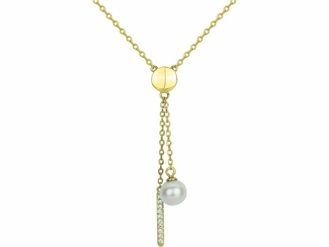 Loumya Steel | Collier | Laiton | Perle d'Eau Douce | 6mm | Oxyde de Zirconium | 76700505