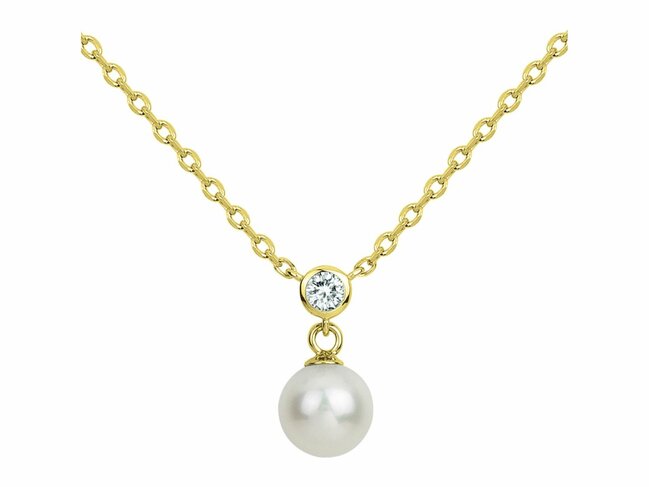 Loumya Steel | Collier | Laiton | Perle d'Eau Douce | 6mm | Oxyde de Zirconium | 76700506