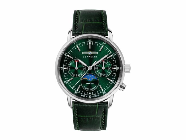 Zeppelin | Femme | Quartz | Cuir Vert | Phase de Lune | 36mm | 8635-4