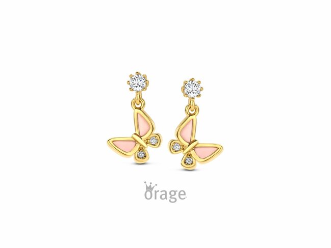 Orage Kids | Boucles d'oreilles | Plaqué or | Oxyde de Zirconium | Papillons | K3101