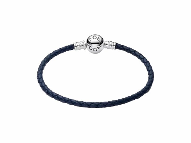 Pandora | Bracelet | Cuir Tressé Bleu | Fermoir Pandora | 592790C01