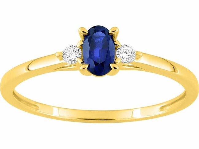 Diamants de Laboratoire | Bague | Or Jaune 9K | Saphir Synthétique | Diamants Labo 0.06ct | 9KLGS108Y