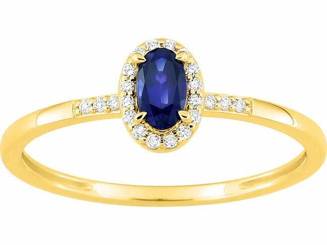 Diamants de Laboratoire | Bague | Or Jaune 9K | Saphir Synthétique | Diamants Labo 0.07ct | 9KLGS100Y