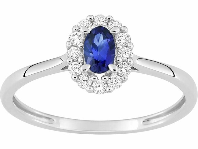 Diamants de Laboratoire | Bague | Or Blanc 9K | Saphir Synthétique | Diamants Labo 0.16ct | 9KLGS102W