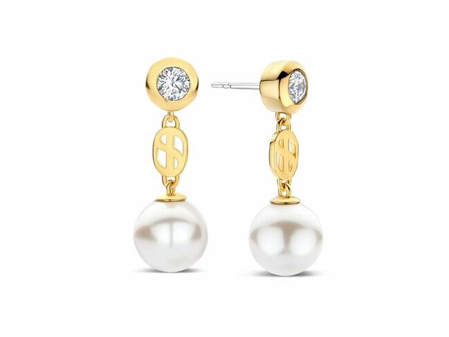 Ti Sento | Boucles D'Oreilles | Plaqué Or | Perles Synthétique | 78096YP