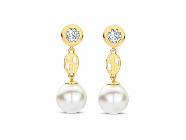 Ti Sento | Boucles D'Oreilles | Plaqué Or | Perles Synthétique | 78096YP