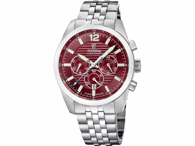 Festina | Homme | Quartz | Chrono | Acier Inoxydable | Bordeaux | 43.8mm | F20742/6