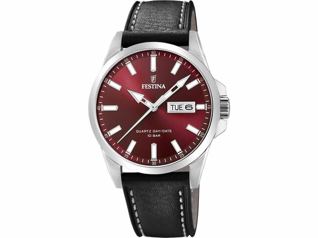 Festina | Montre | Quartz | Cuir Noir | Bordeaux | 41mm | F20358/G