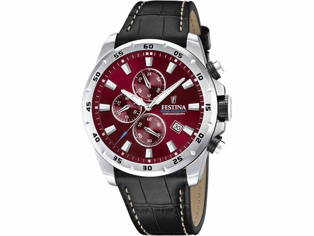 Festina | Homme | Quartz | Chrono | Cuir Noir | Bordeaux | F20692/5