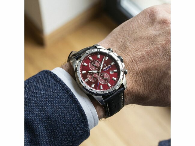 Festina | Homme | Quartz | Chrono | Cuir Noir | Bordeaux | F20692/5