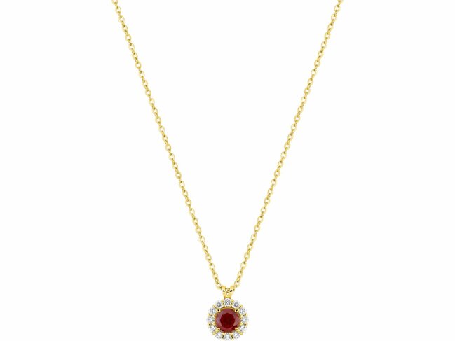 Diamants de Laboratoire | Collier | Or Jaune 9K | Rubis Synth.|Diamants de Labo 0.13ct | 9KLGR231Y