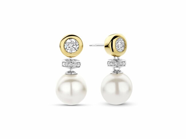 Ti Sento | Boucles D'Oreilles | Argent | Plaqué Or | Perles synthétique | 78095YP