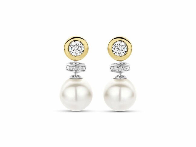 Ti Sento | Boucles D'Oreilles | Argent | Plaqué Or | Perles synthétique | 78095YP