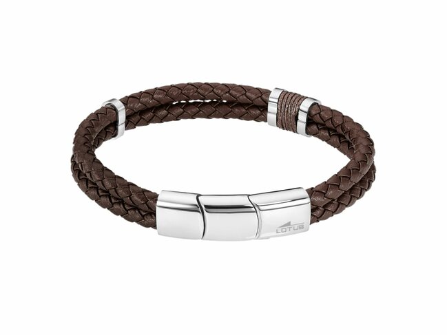 Lotus Style | Bracelet | Acier | Cuir | Brun | LS2529/2/2