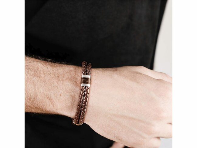Lotus Style | Bracelet | Acier | Cuir | Brun | LS2529/2/2